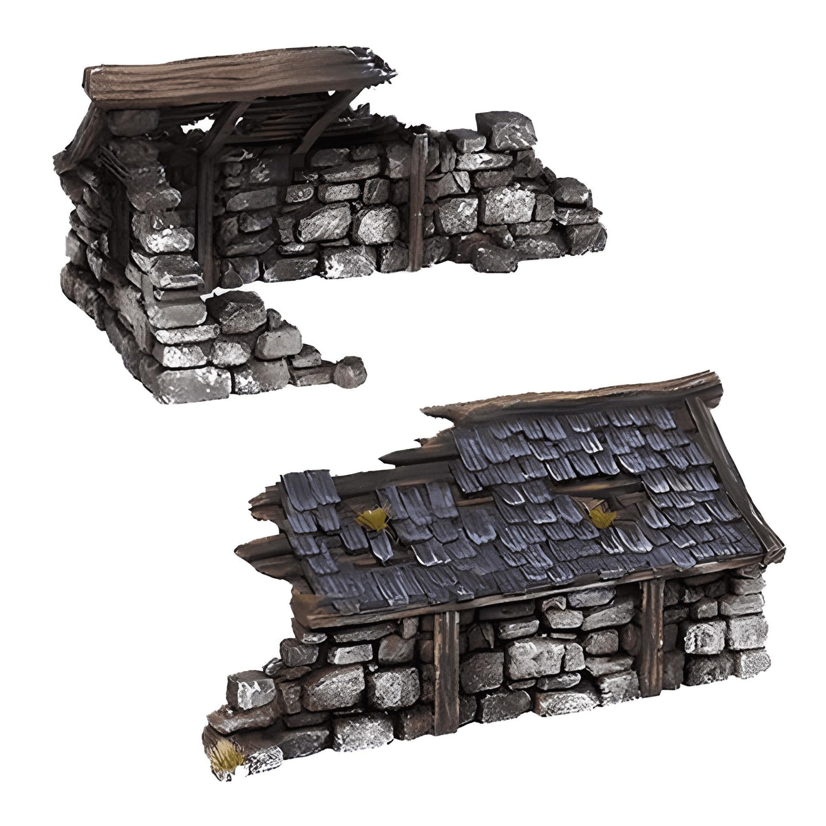 Ruined Medieval House 28mm DND Terrain Set A | Wargaming Scenery for Mordheim, Frostgrave & RPG | Unpainted 3D Printed