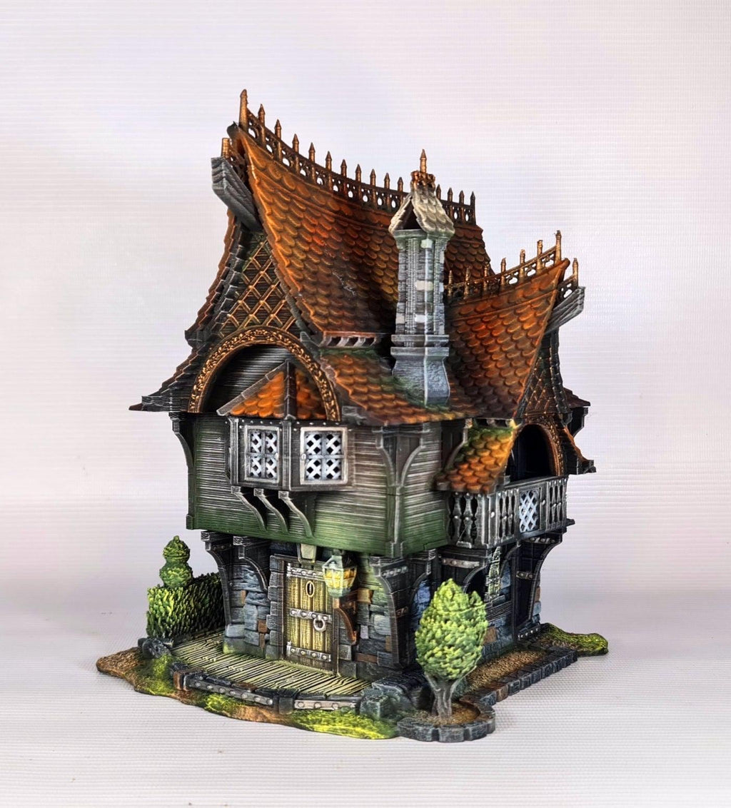 Red Rose Lodge 28mm DND Terrain | Tabletop Wargaming Scenery for Warhammer, Frostgrave & RPG | Unpainted 3D Printed