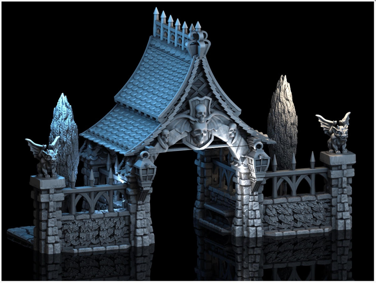 Lych Gate 28mm DND Terrain | Tabletop Wargaming Scenery for Warhammer, Frostgrave & RPG | Unpainted 3D Printed