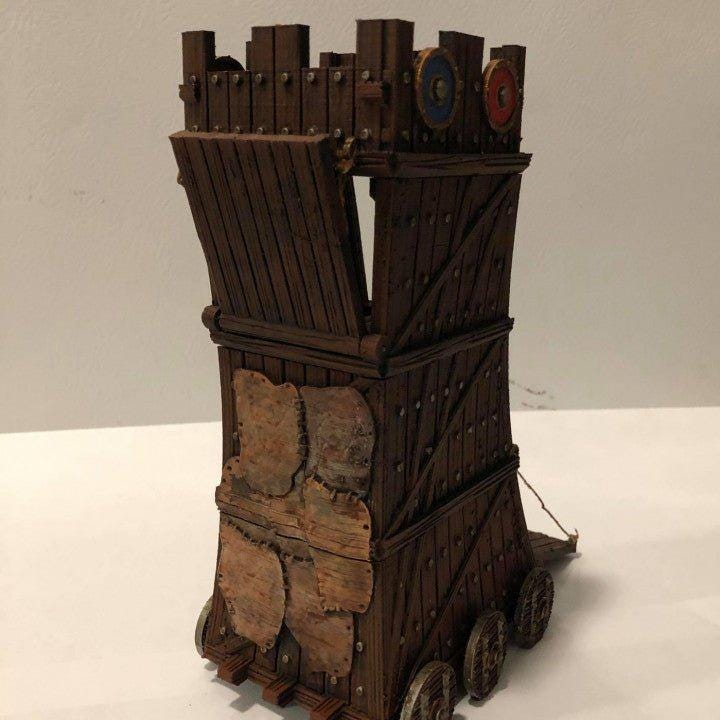 Siege Tower 28mm DND Terrain | Tabletop Wargaming Siege Scenery for Warhammer, Frostgrave & RPG | Unpainted 3D Printed
