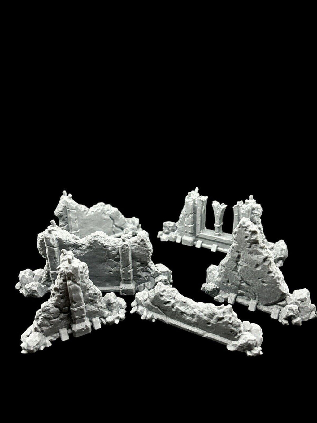 28mm Wall Ruins Terrain Scenery for DND, Warhammer, Wargames, Unpainted, 6 Pcs