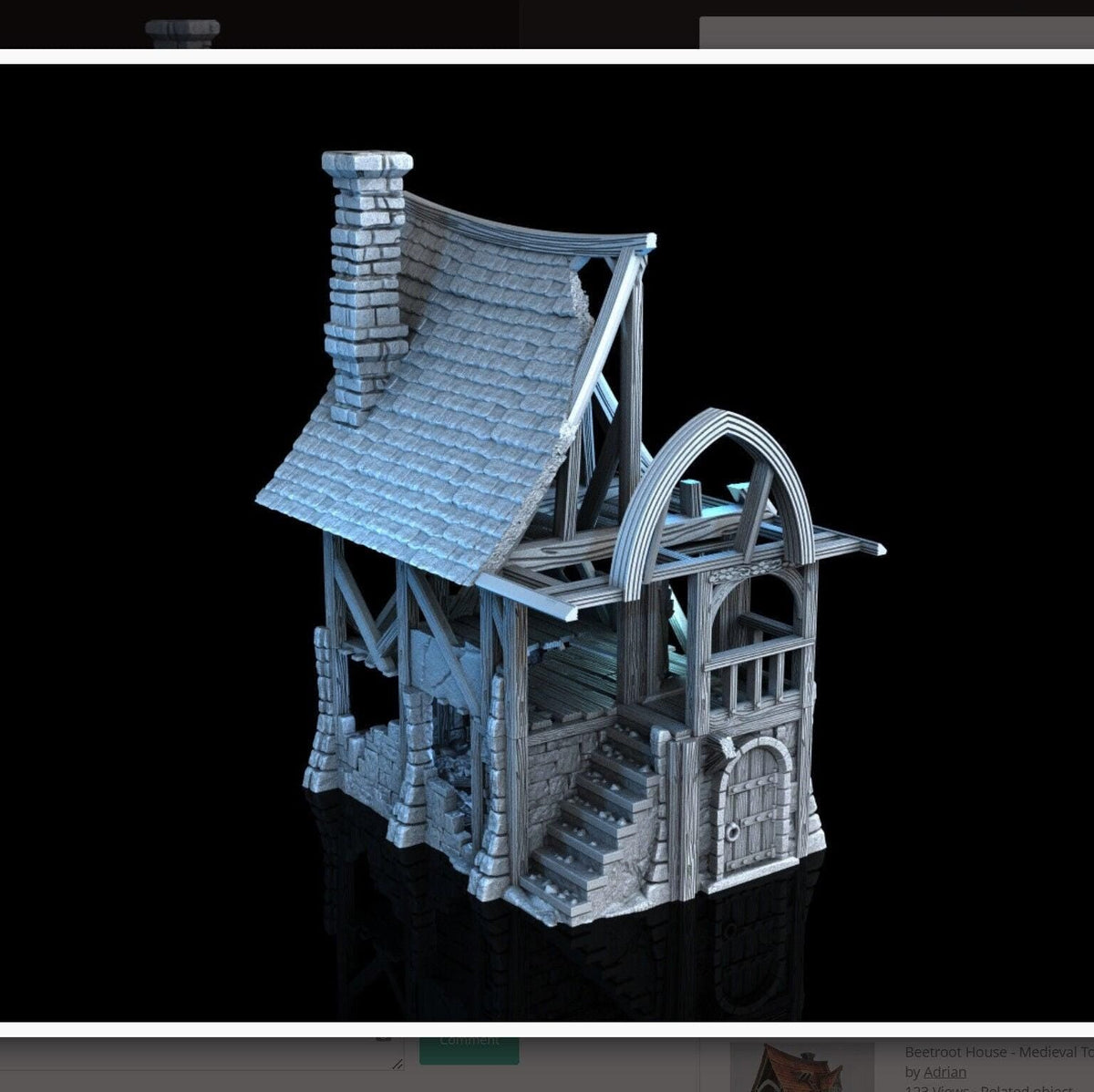 Beetroot House In Ruins 28mm DND Terrain | Tabletop Wargaming Scenery for Mordheim, Frostgrave & RPG | 3D Printed