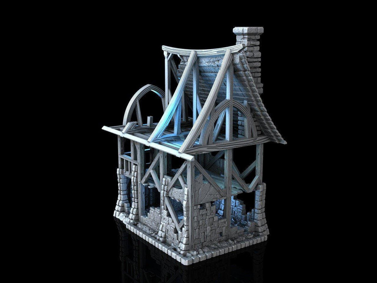 Beetroot House In Ruins 28mm DND Terrain | Tabletop Wargaming Scenery for Mordheim, Frostgrave & RPG | 3D Printed