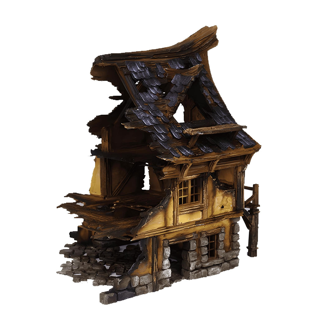 Ruined Medieval House 28mm DND Terrain | Tabletop Wargaming Scenery for Mordheim, Frostgrave & RPG | Unpainted 3D Printed