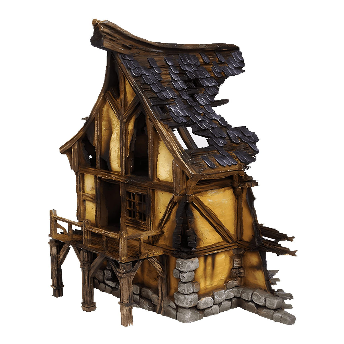 Ruined Medieval House 28mm DND Terrain | Tabletop Wargaming Scenery for Mordheim, Frostgrave & RPG | Unpainted 3D Printed