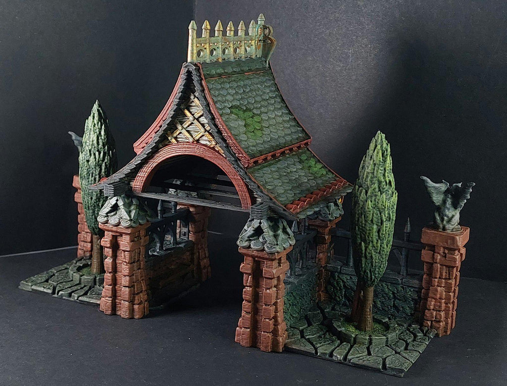 Lych Gate 28mm DND Terrain | Tabletop Wargaming Scenery for Warhammer, Frostgrave & RPG | Unpainted 3D Printed