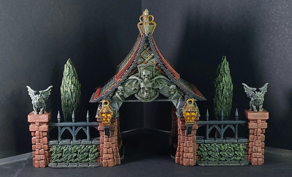 Lych Gate 28mm DND Terrain | Tabletop Wargaming Scenery for Warhammer, Frostgrave & RPG | Unpainted 3D Printed