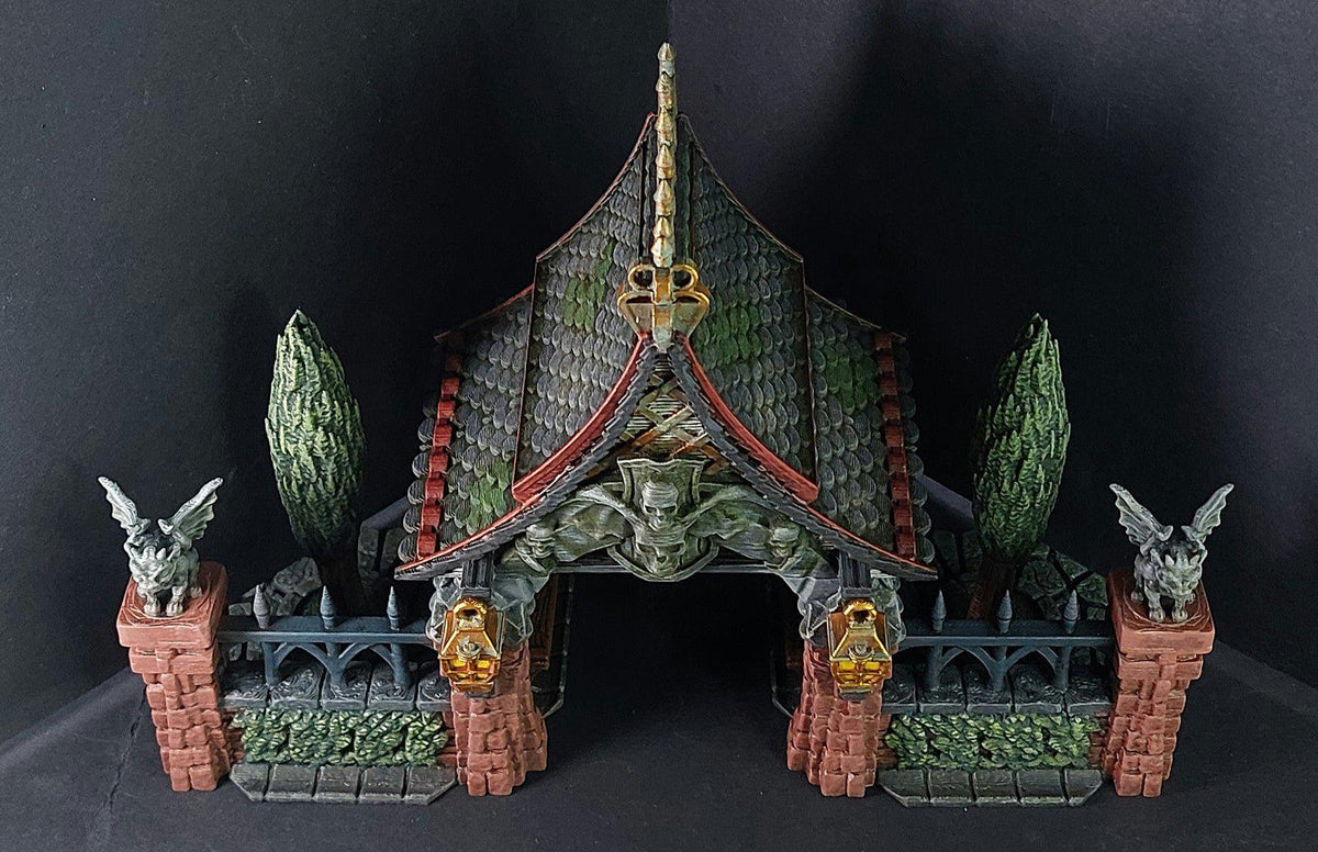 Lych Gate 28mm DND Terrain | Tabletop Wargaming Scenery for Warhammer, Frostgrave & RPG | Unpainted 3D Printed
