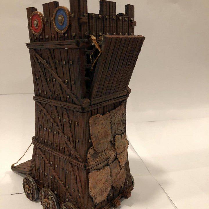 Siege Tower 28mm DND Terrain | Tabletop Wargaming Siege Scenery for Warhammer, Frostgrave & RPG | Unpainted 3D Printed