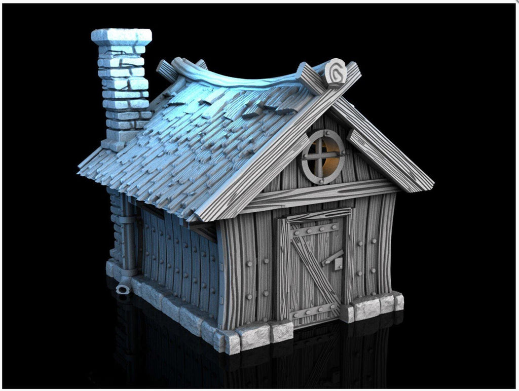 Hunters Cabin 28mm DND Terrain | Tabletop Wargaming Scenery for Warhammer, Frostgrave & RPG | Unpainted 3D Printed