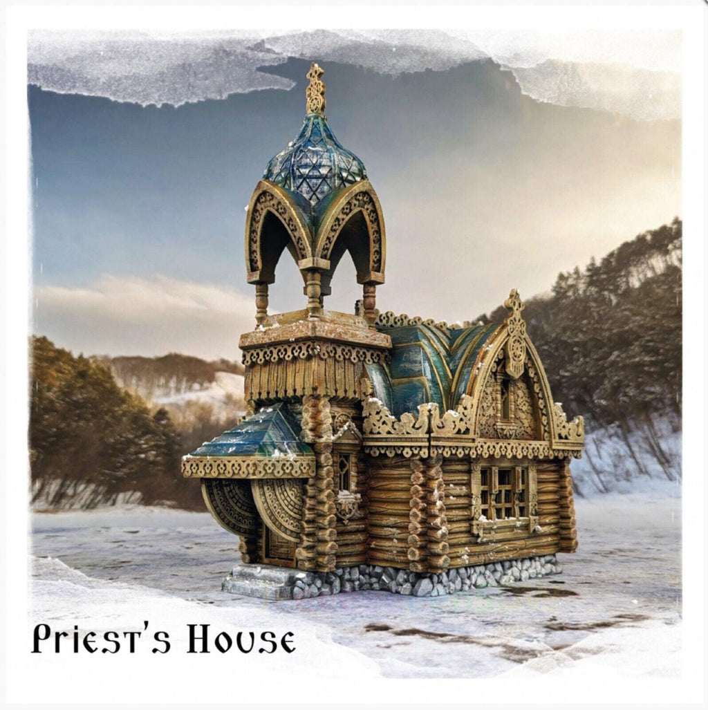Priest's House 28mm DND Terrain | Tabletop Wargaming Scenery for Warhammer, Frostgrave & RPG | Unpainted 3D Printed