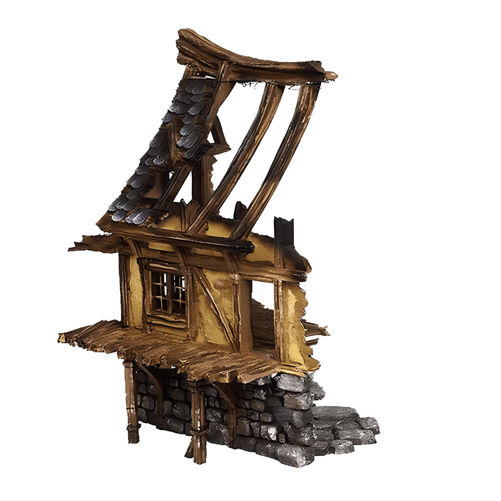 Ruined Medieval House 28mm DND Terrain Set D | Wargaming Scenery for Mordheim, Frostgrave & RPG | Unpainted 3D Printed
