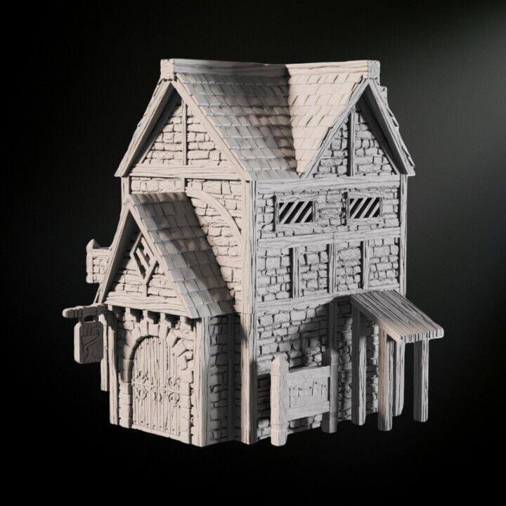 Apothecary House Medieval 28mm DND Terrain | Tabletop Wargaming Scenery for Warhammer, Frostgrave & RPG | 3D Printed