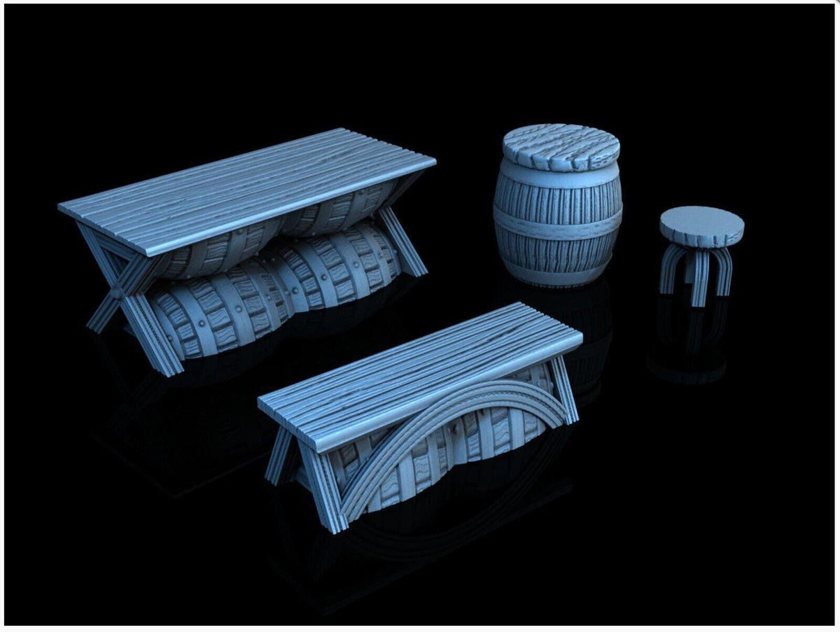 Furniture Scatter 28mm DND Scatter Terrain | Tabletop Wargaming Scenery for Warhammer, Frostgrave & RPG | 3D Printed