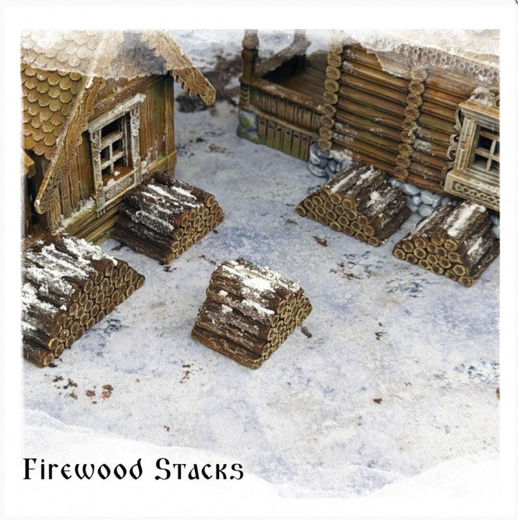 5x Firewood Stacks 28mm DND Scatter Terrain | Tabletop Wargaming Scenery for Warhammer, Frostgrave & RPG | 3D Printed