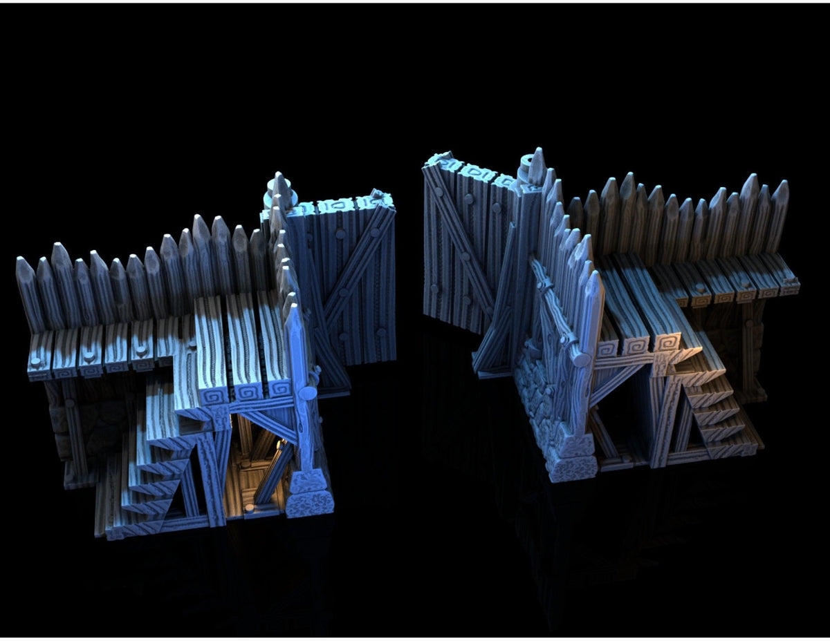 Palisade Gate 28mm DND Terrain | Tabletop Wargaming Siege Scenery for Warhammer, Frostgrave & RPG | 3D Printed