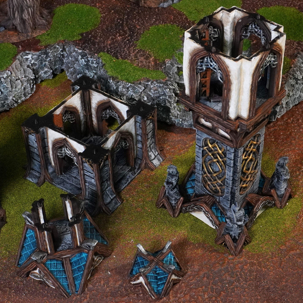Elven Watchtower 28mm DND Terrain | Tabletop Wargaming Scenery for Warhammer, Frostgrave & RPG | Unpainted 3D Printed