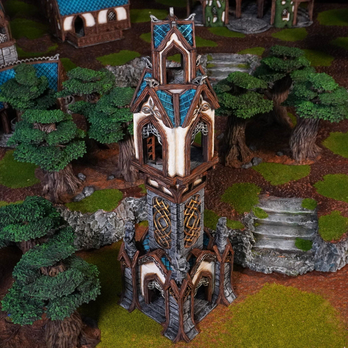Elven Watchtower 28mm DND Terrain | Tabletop Wargaming Scenery for Warhammer, Frostgrave & RPG | Unpainted 3D Printed