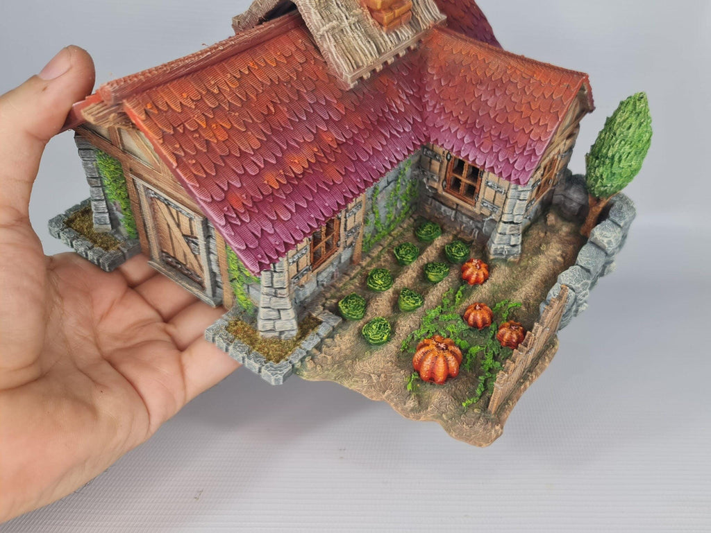 Pumpkin Cottage 28mm DND Terrain | Tabletop Wargaming Scenery for Warhammer, Frostgrave & RPG | Unpainted 3D Printed