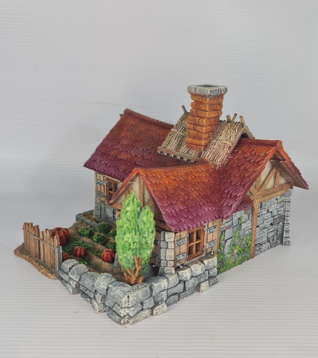 Pumpkin Cottage 28mm DND Terrain | Tabletop Wargaming Scenery for Warhammer, Frostgrave & RPG | Unpainted 3D Printed