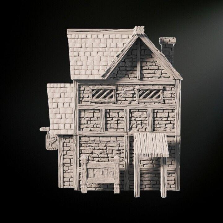 Apothecary House Medieval 28mm DND Terrain | Tabletop Wargaming Scenery for Warhammer, Frostgrave & RPG | 3D Printed