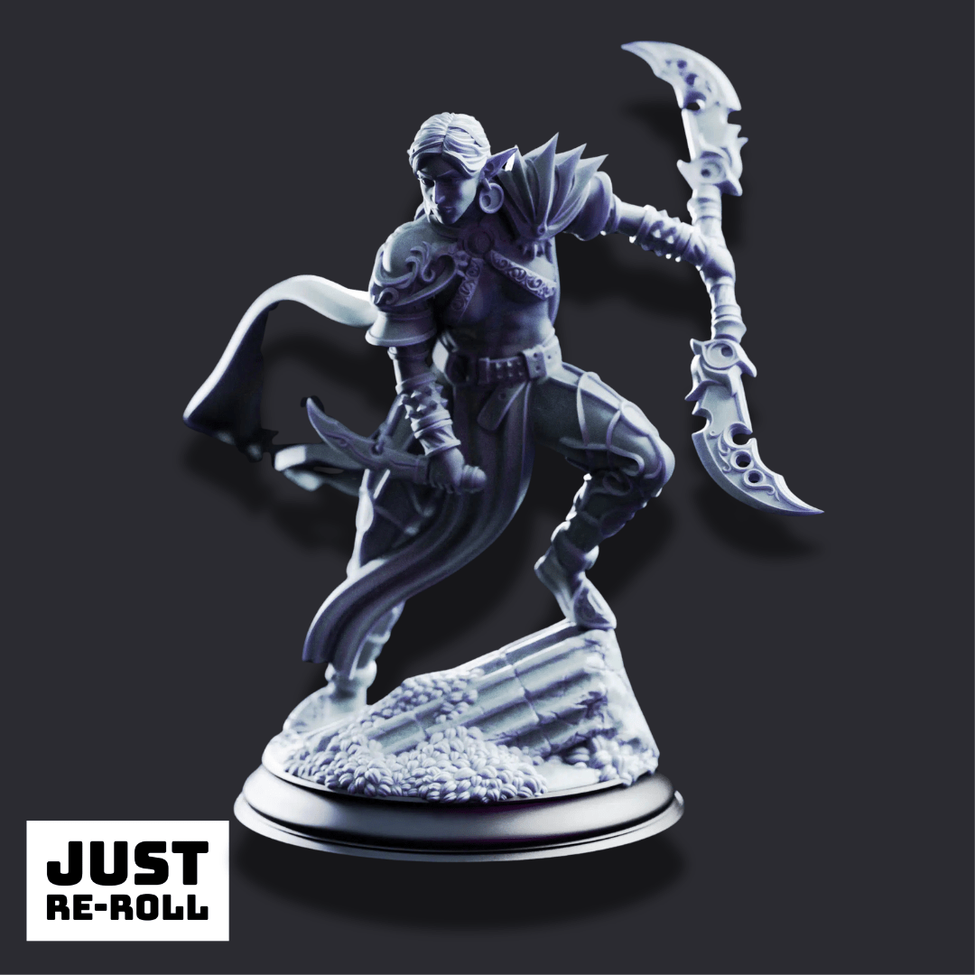 Ilyara Deri – Assassin of the Waning Moon - 3D Printed Rogue Miniature - Just Re-Roll