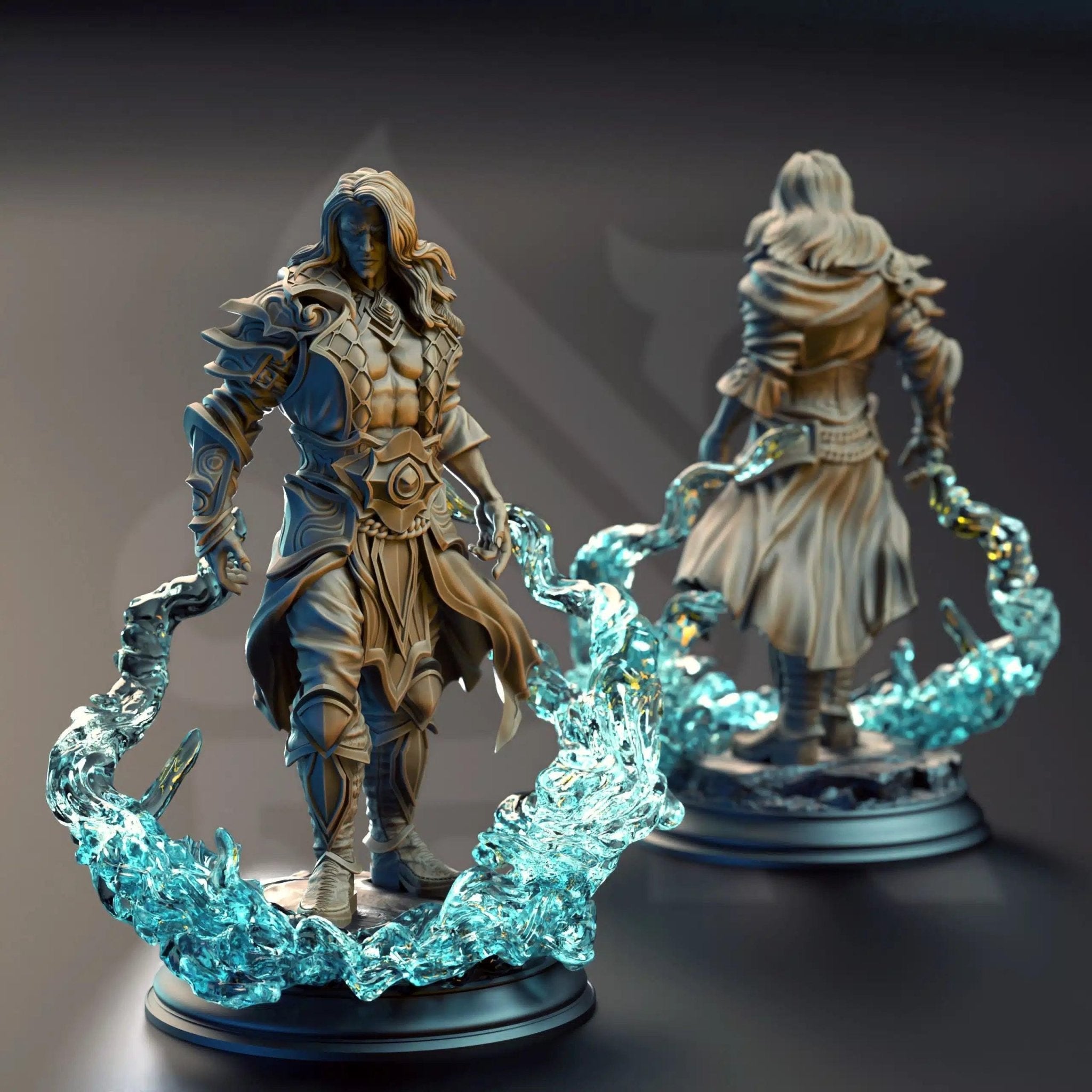 Indelian Katarin Ocean Soul Sorcerer - 3D Printed Sorcerer Character Miniature - Just Re - Roll