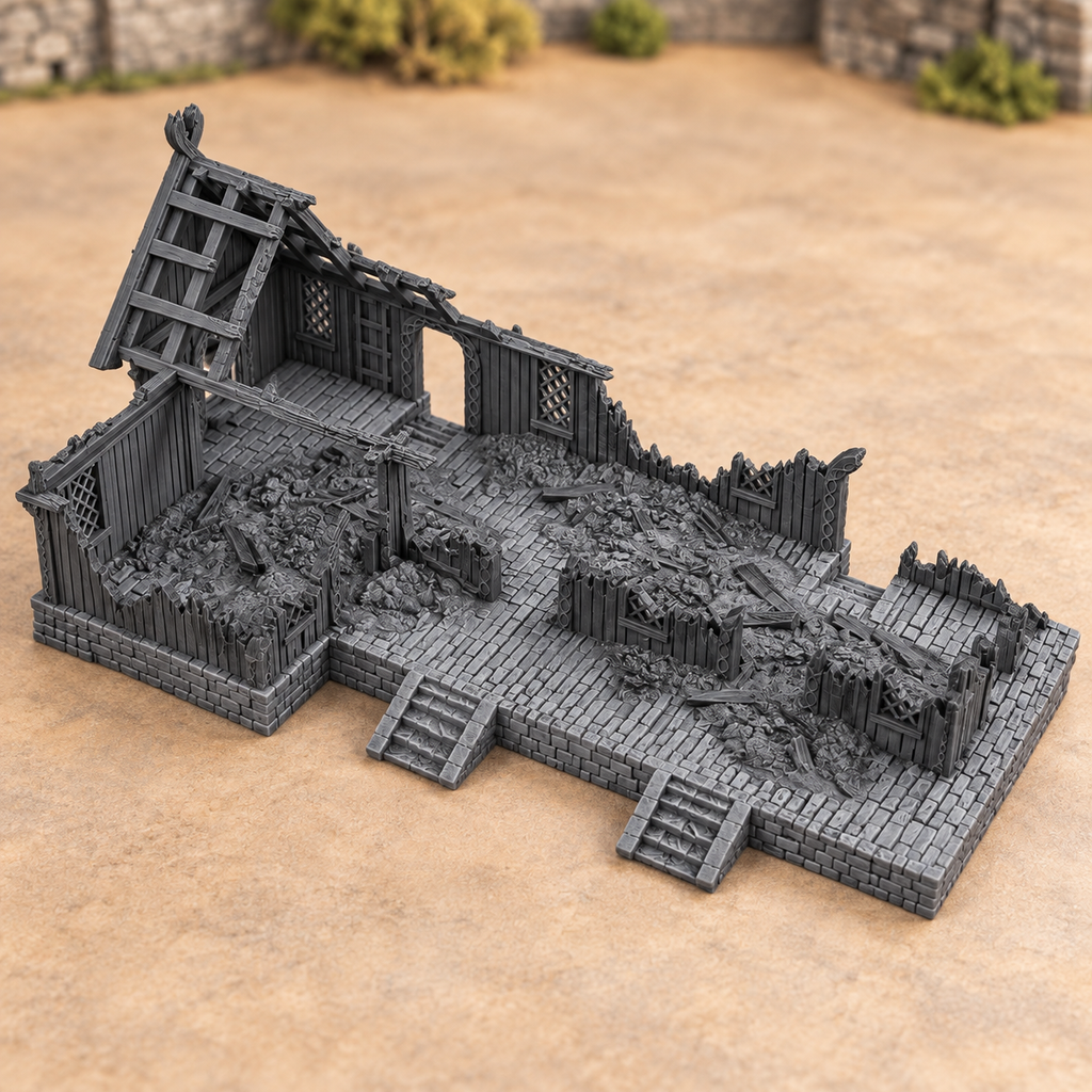 Inn House Ruin - 28mm Tabletop Terrain for Epic Adventures