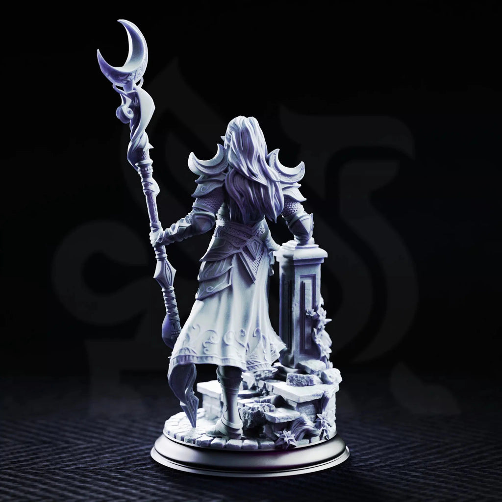 Kadna Glydrin – Arch Warden of the Moon - 3D Printed Cleric Miniature - Just Re-Roll