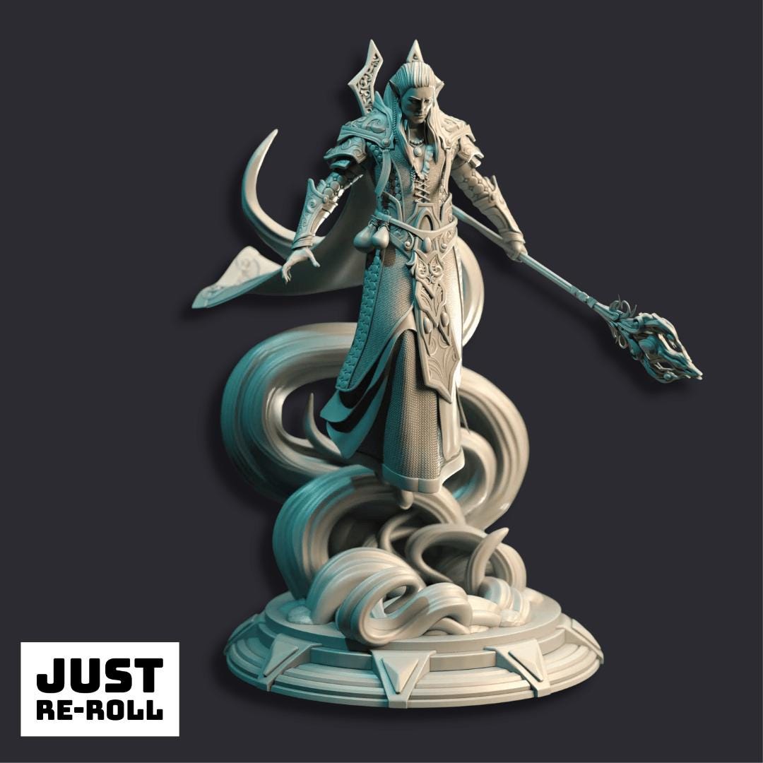 Karydian Master Sorcerer - 3D Printed Sorcerer Character Miniature - Just Re - Roll