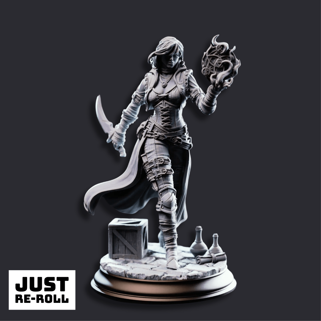 Kira Solseth Rogue of the Arcane - 3D Printed Rogue Character Miniature - Just Re-Roll