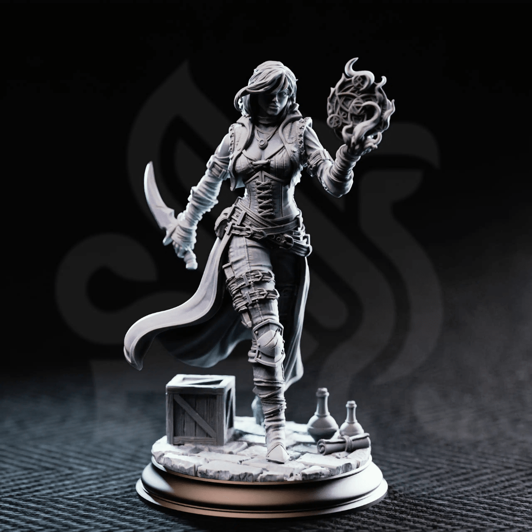Kira Solseth Rogue of the Arcane - 3D Printed Rogue Character Miniature - Just Re-Roll