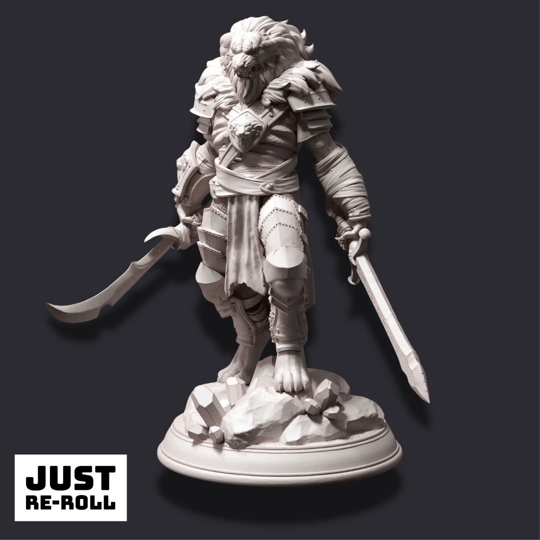 Kiz Ai’er – The Lionheart - 3D Printed Barbarian Miniature - Just Re-Roll