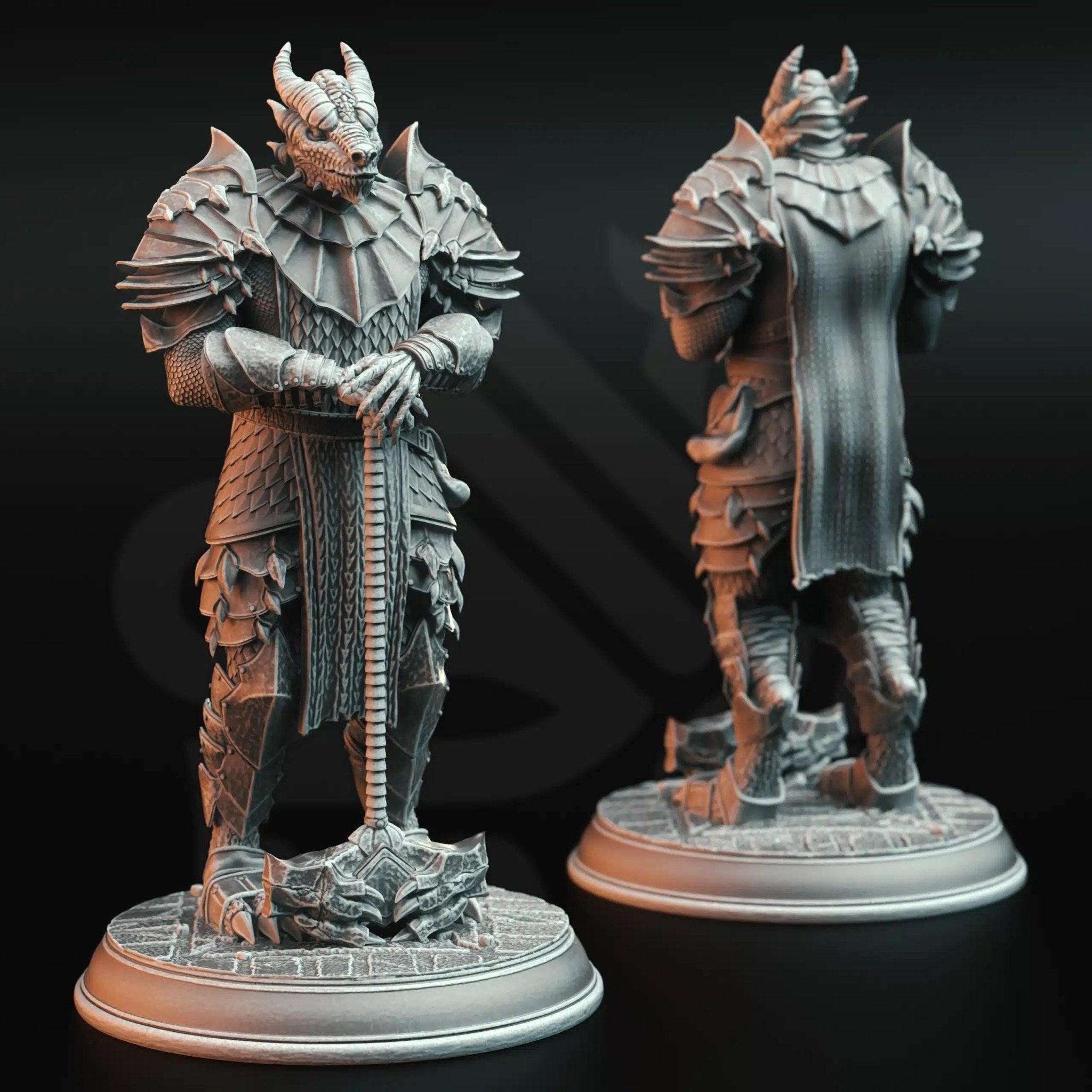 Knights of the Dragon - 3D Printed Fighter Character Miniature - Just Re - Roll