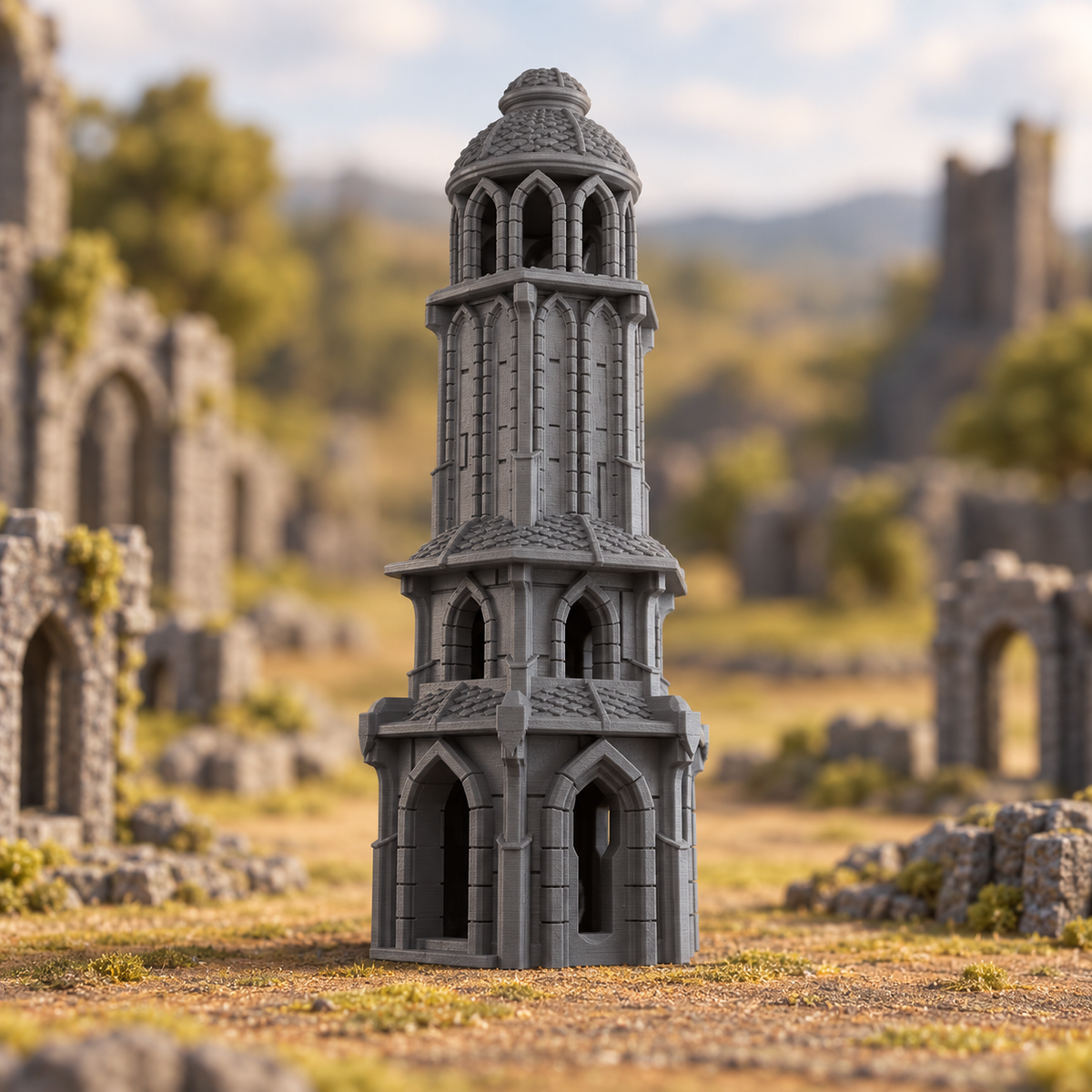 Lost City Tower 28mm DND Terrain Set 1 | Tabletop Wargaming Ruins for Warhammer, Frostgrave & RPG | 3D Printed