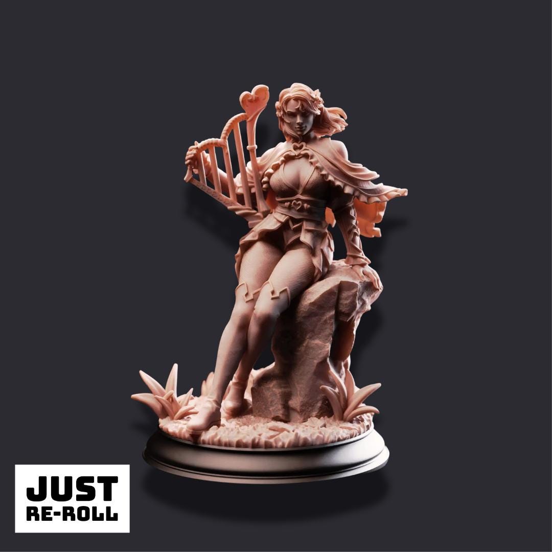 Mabel – Bard of Hearts - 3D Bard Fighter Miniature - Just Re - Roll