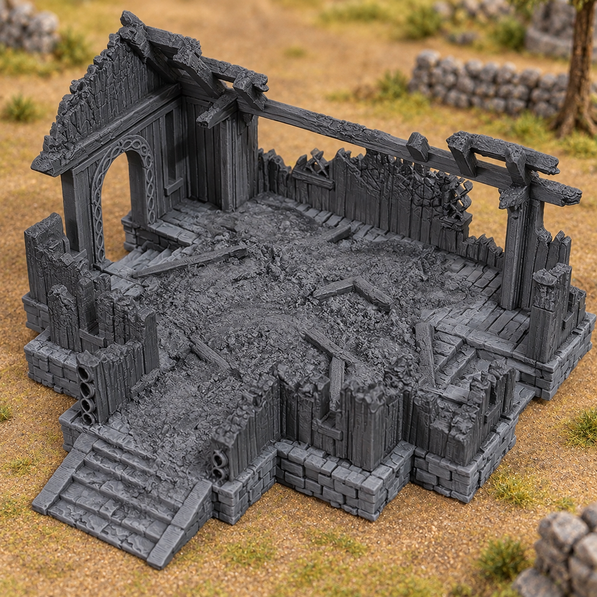 Mead Hall Ruin - 28mm Tabletop Terrain for Epic Adventures