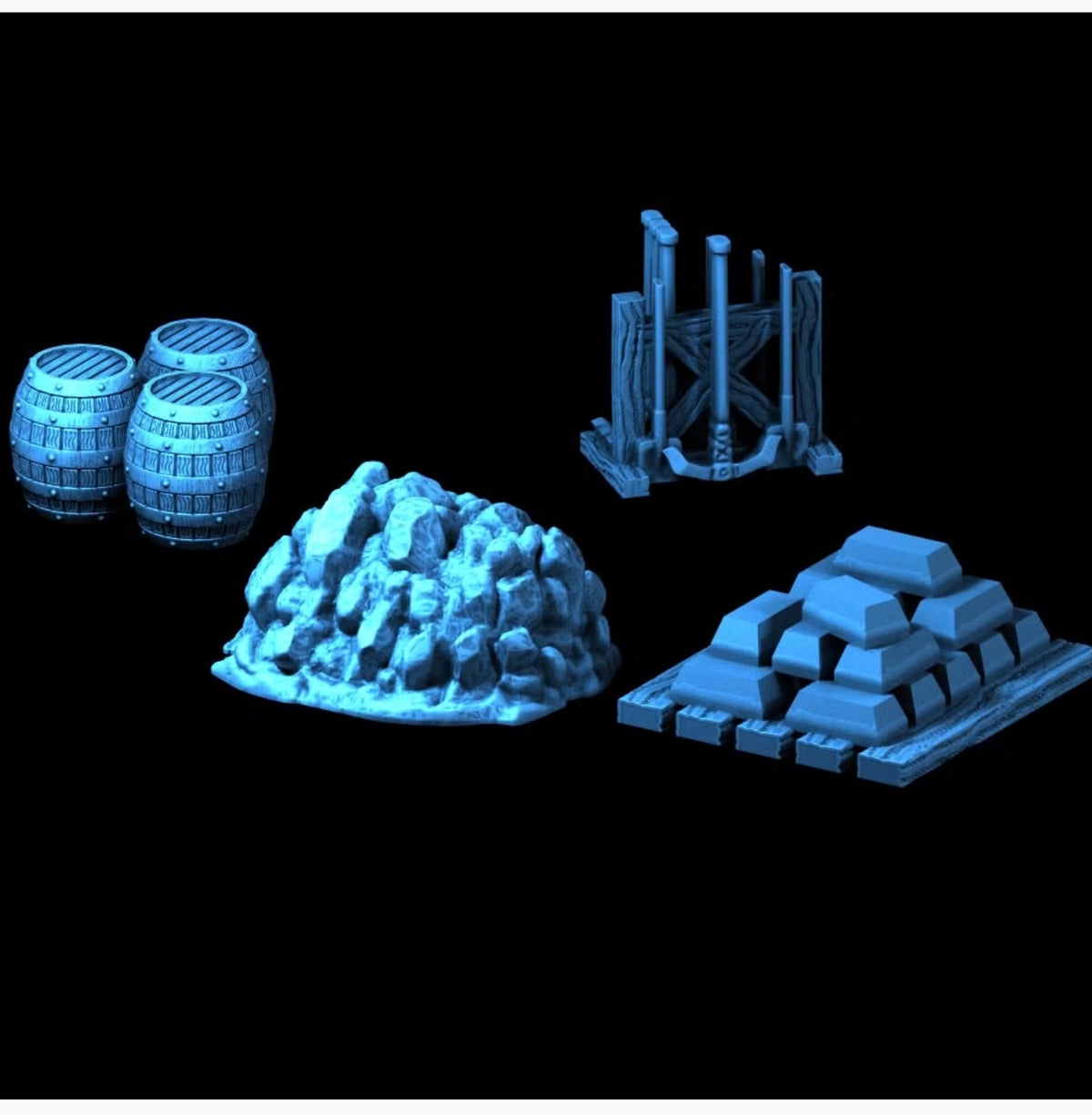 Medieval Town Mine Set 1 – 28mm Fantasy Terrain, Unpainted