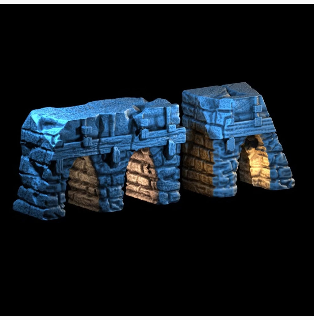 Medieval Town Stone Bridge Ruins – 28mm Terrain, Unpainted