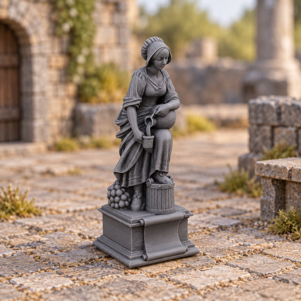 Merchant Maid Statue - 28mm DND/Wargame/RPG Terrain