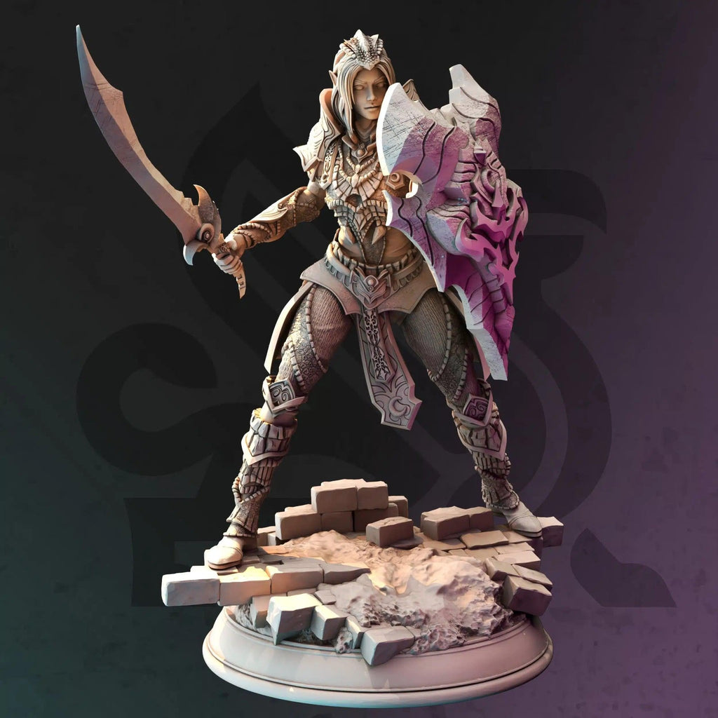 Mrina Reloth Moon Paladin - 3D Printed Paladin Character Miniature - Just Re - Roll