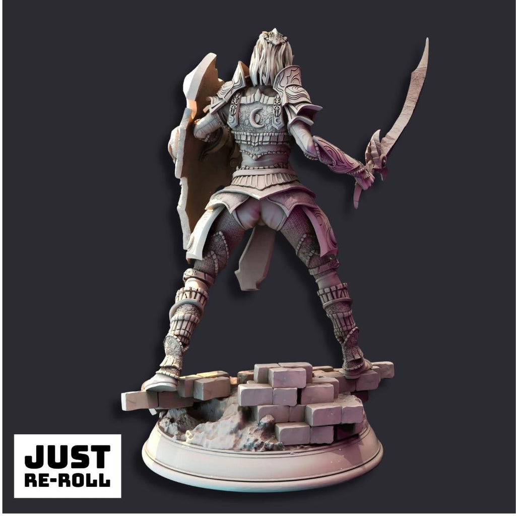 Mrina Reloth Moon Paladin - 3D Printed Paladin Character Miniature - Just Re - Roll