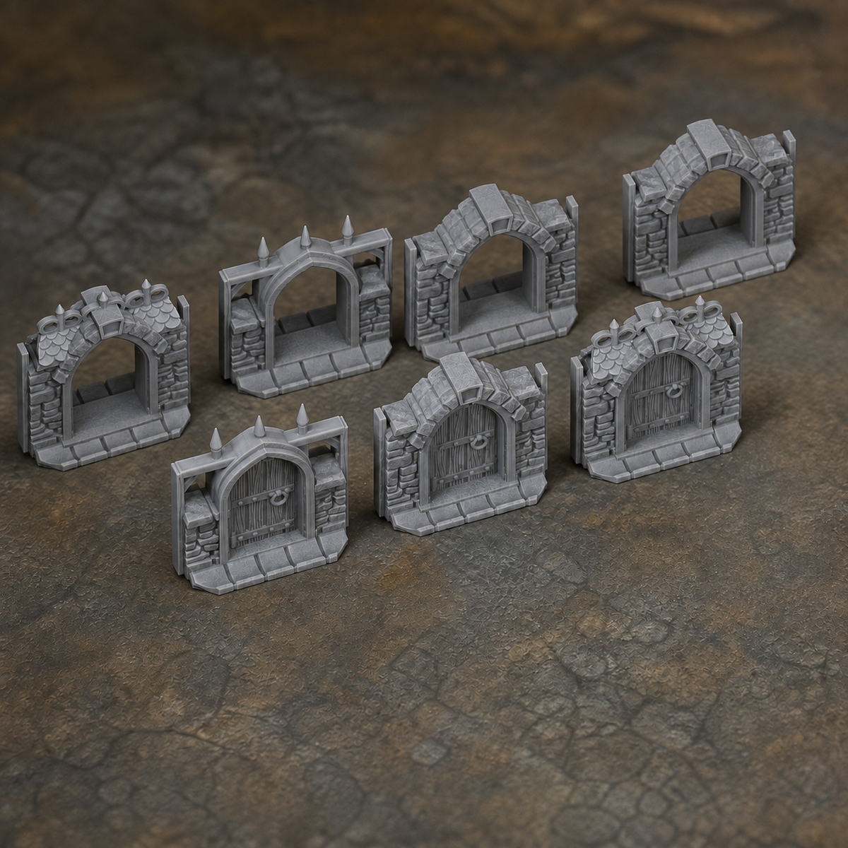 Medieval Town Archways and Doors – 28mm Terrain, Unpainted