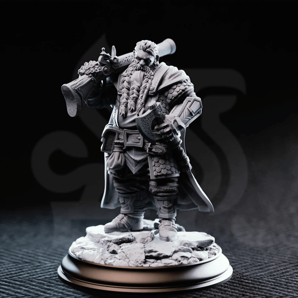 Nilyerg Sureshot Dwarven Marksman - 3D Printed Gunslinger Character Miniature - Just Re-Roll