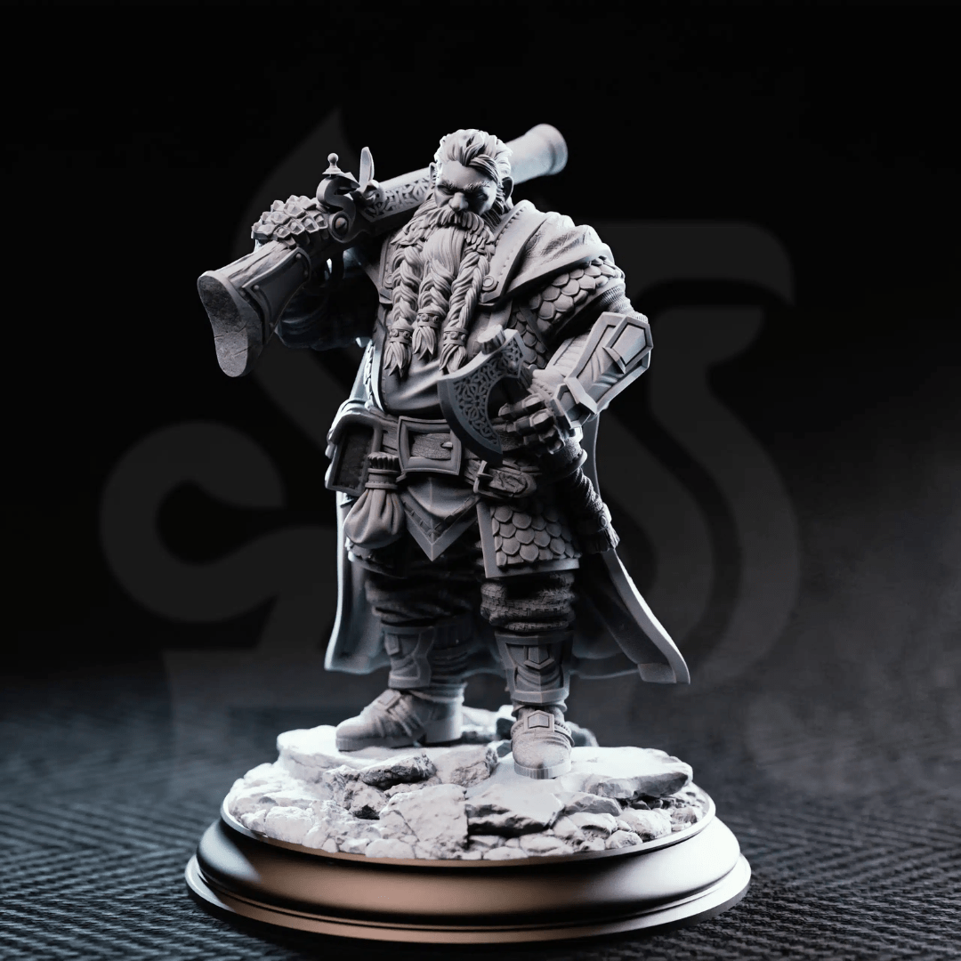 Nilyerg Sureshot Dwarven Marksman - 3D Printed Gunslinger Character Miniature - Just Re-Roll