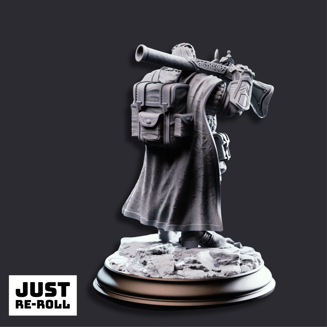 Nilyerg Sureshot Dwarven Marksman - 3D Printed Gunslinger Character Miniature - Just Re-Roll