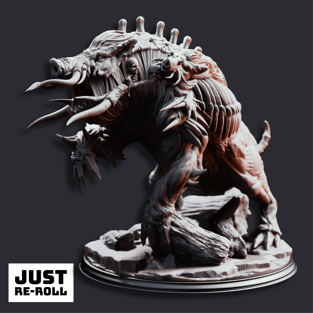 Nogoron Blighted Giant Boar - 3D Printed Monster Miniature - Just Re-Roll