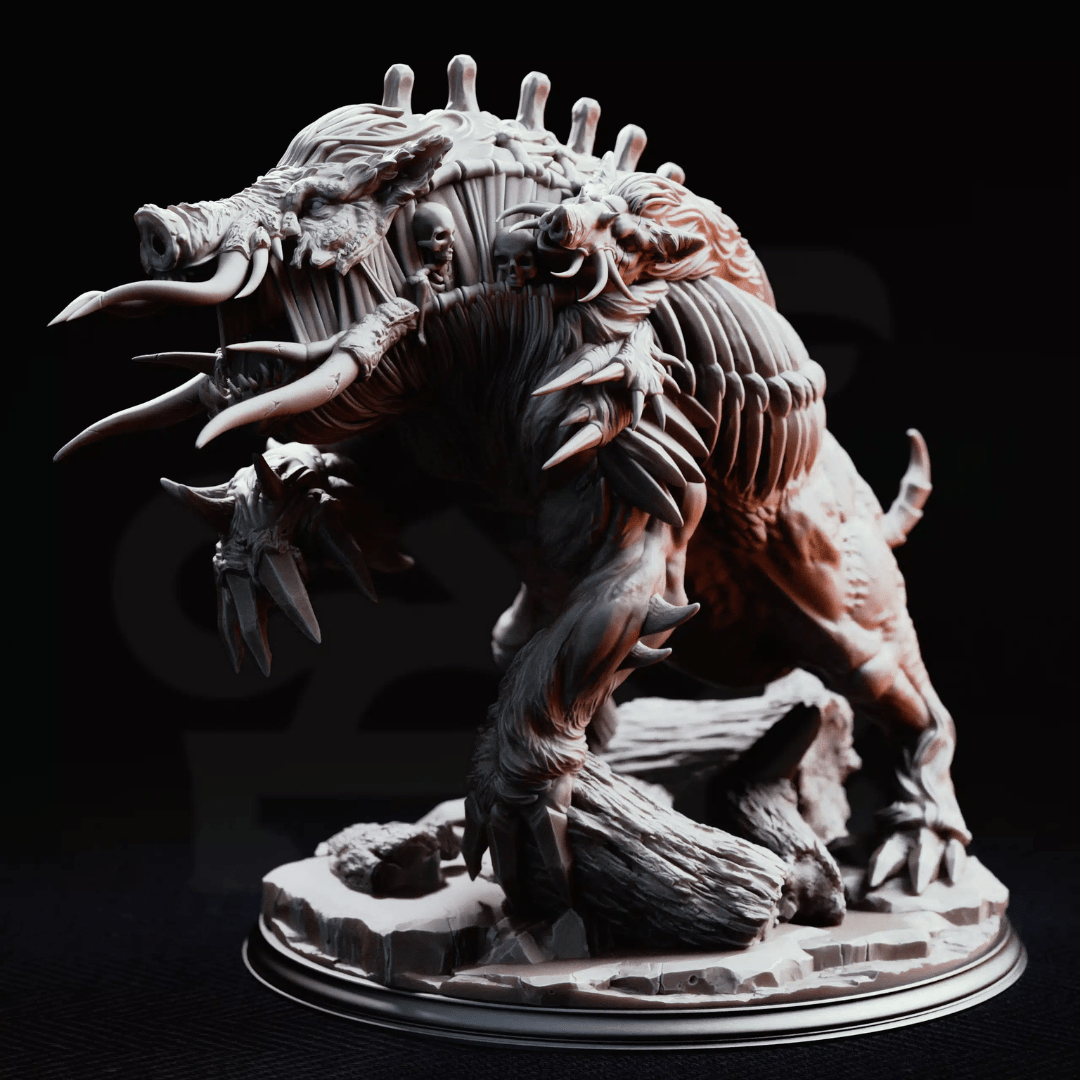 Nogoron Blighted Giant Boar - 3D Printed Monster Miniature - Just Re-Roll