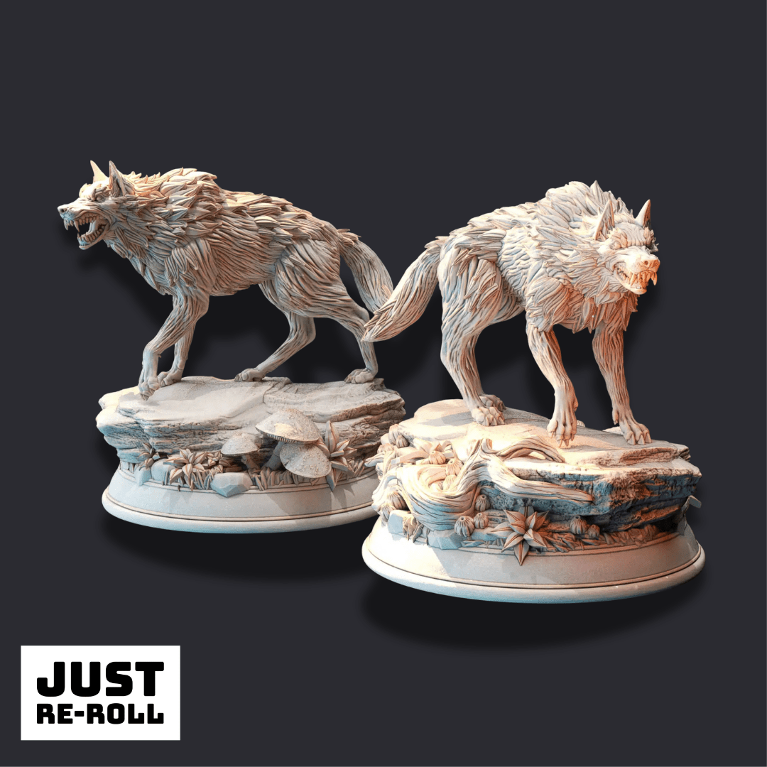 Northern Direwolves - 3D Printed Beast Miniature - Just Re-Roll