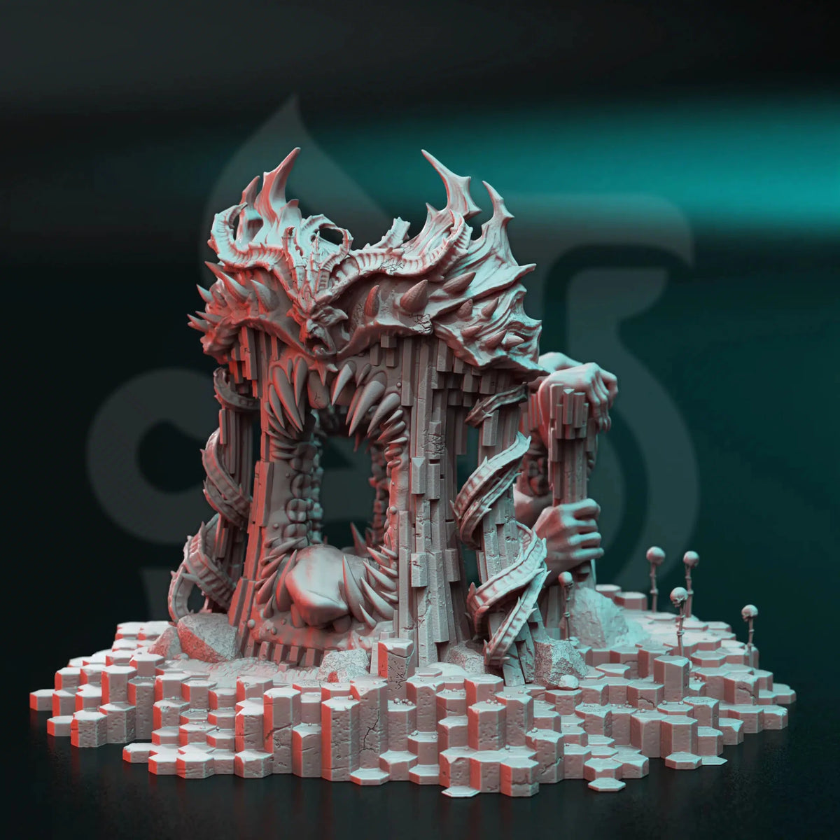 Nosaryni – The Burning Doors - 3D Printed Terrain Miniature - Just Re-Roll